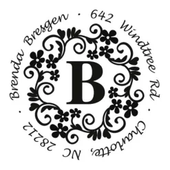 Swirl Initial Round Address Stamp