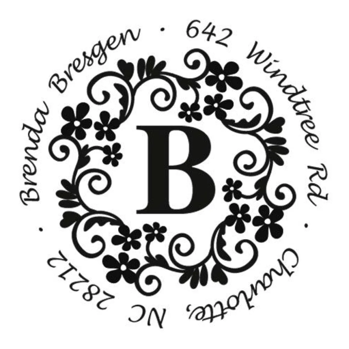 Swirl Initial Round Address Stamp