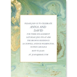Teal and Gold Agate Personalized Invitations