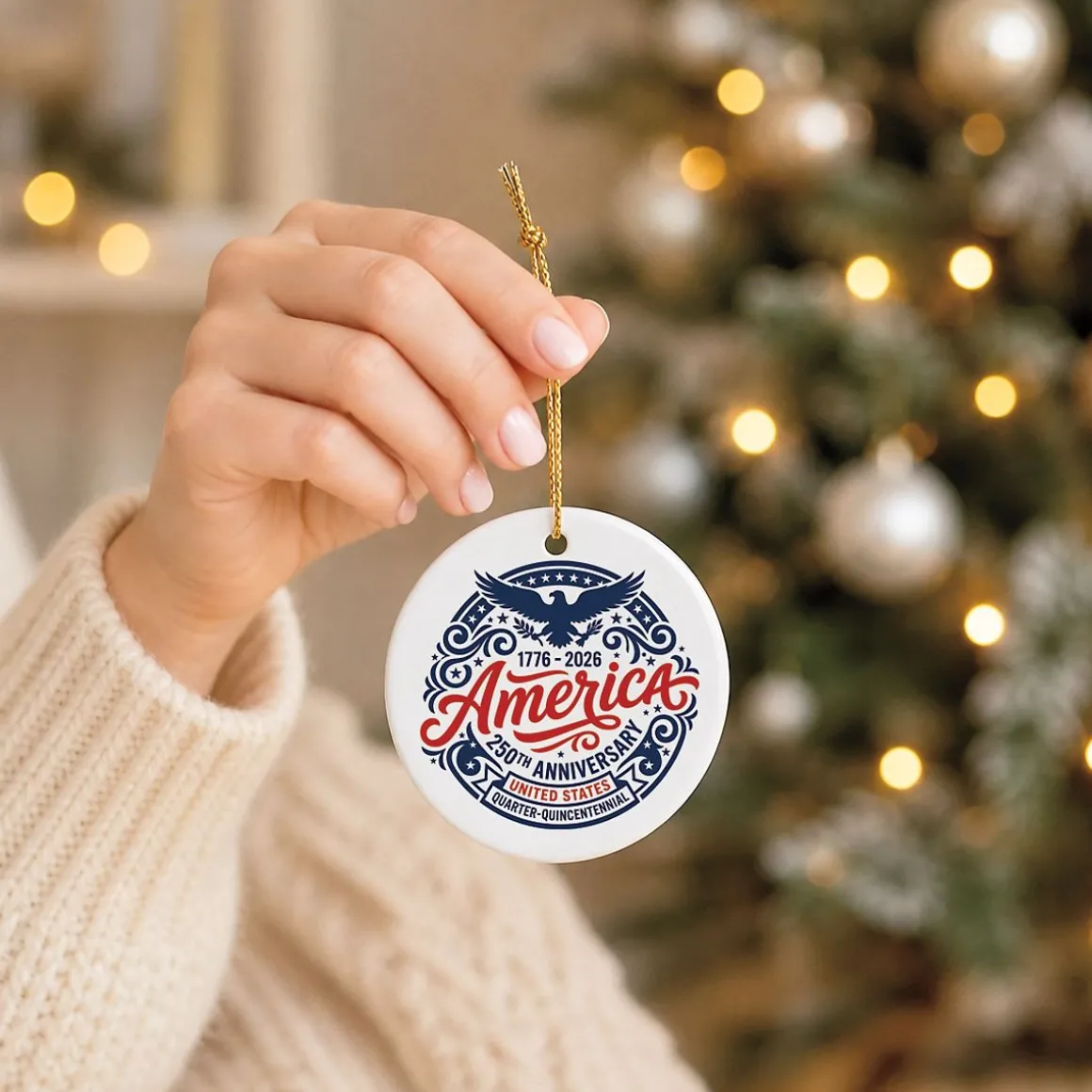 250th America Round Ornament