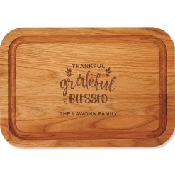Thankful, Grateful, Blessed Engraved Wood Cutting Board