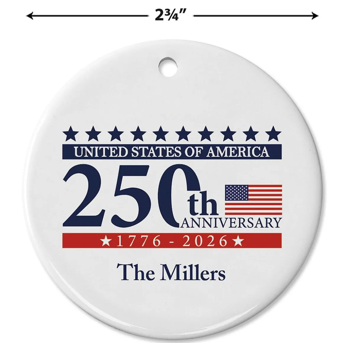 250th Anniversary Personalized Round Ornament