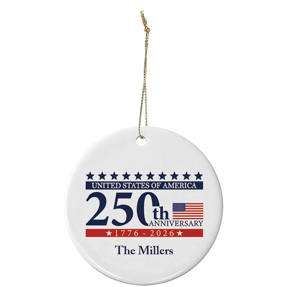 250th Anniversary Personalized Round Ornament