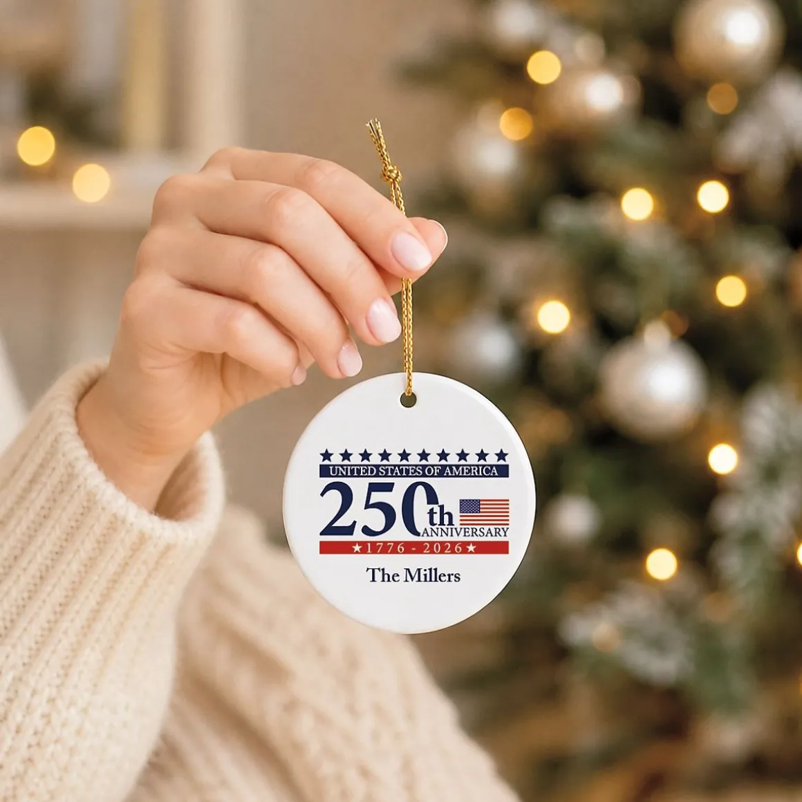 250th Anniversary Personalized Round Ornament