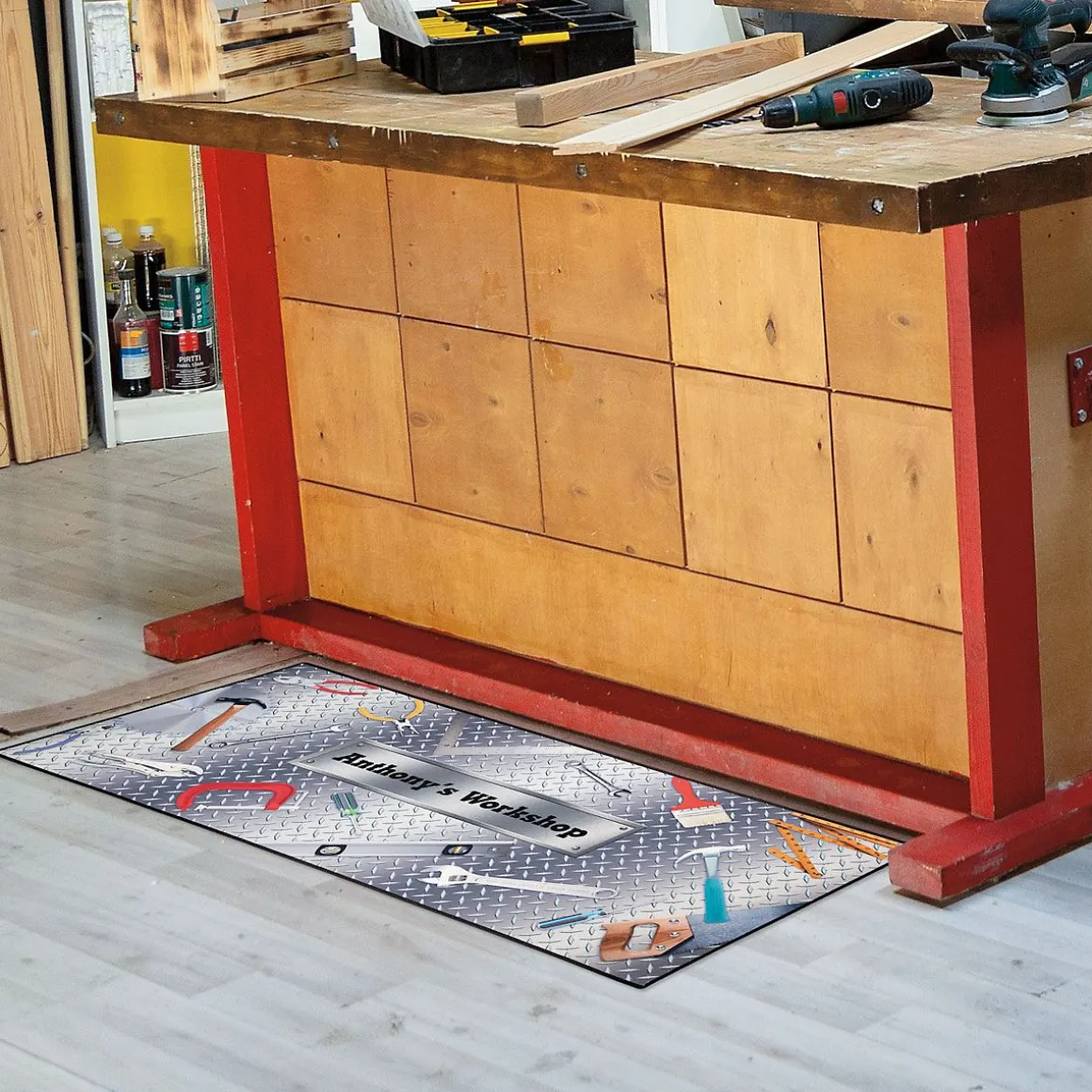 Tools Garage Double-Width Personalized Floormat