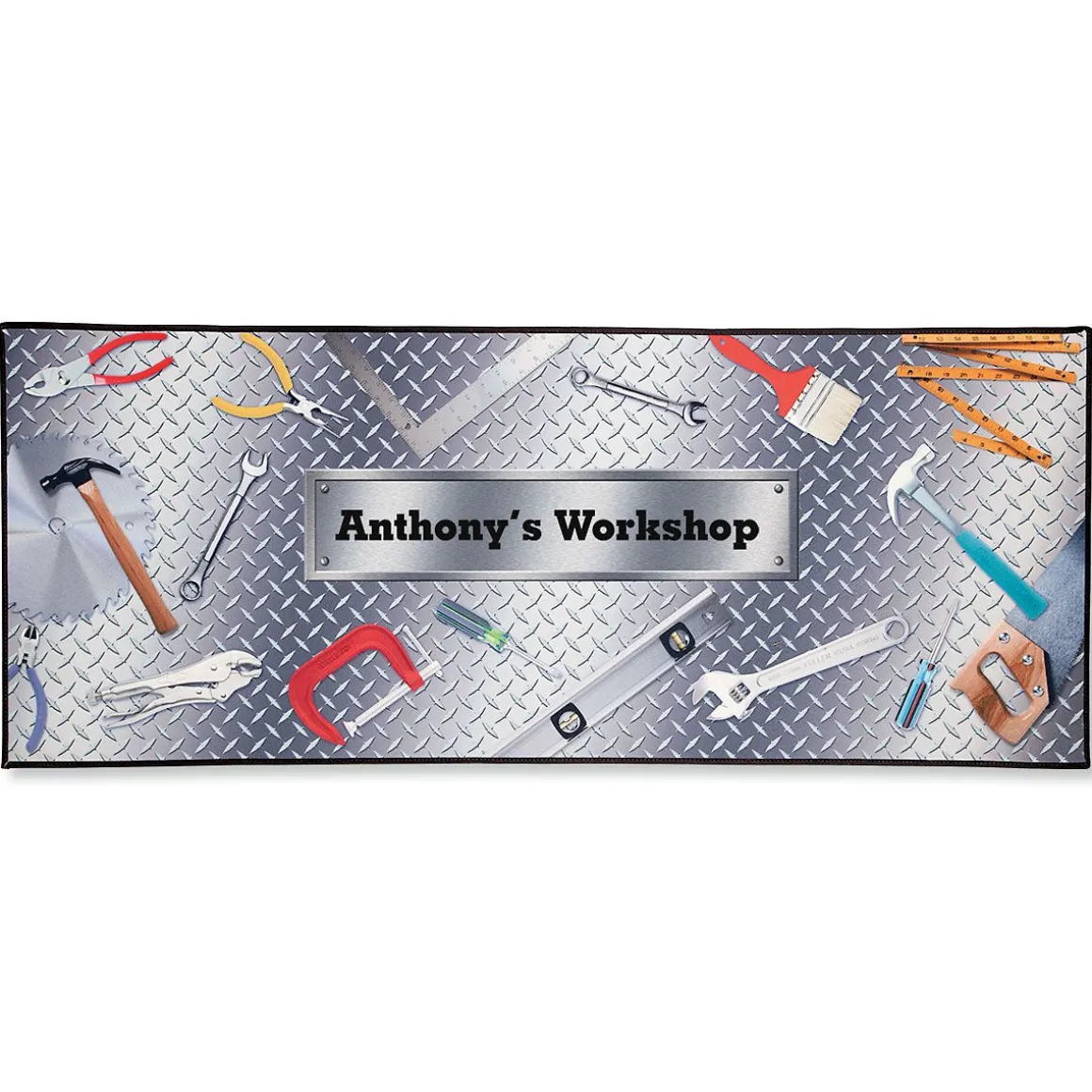 Tools Garage Double-Width Personalized Floormat