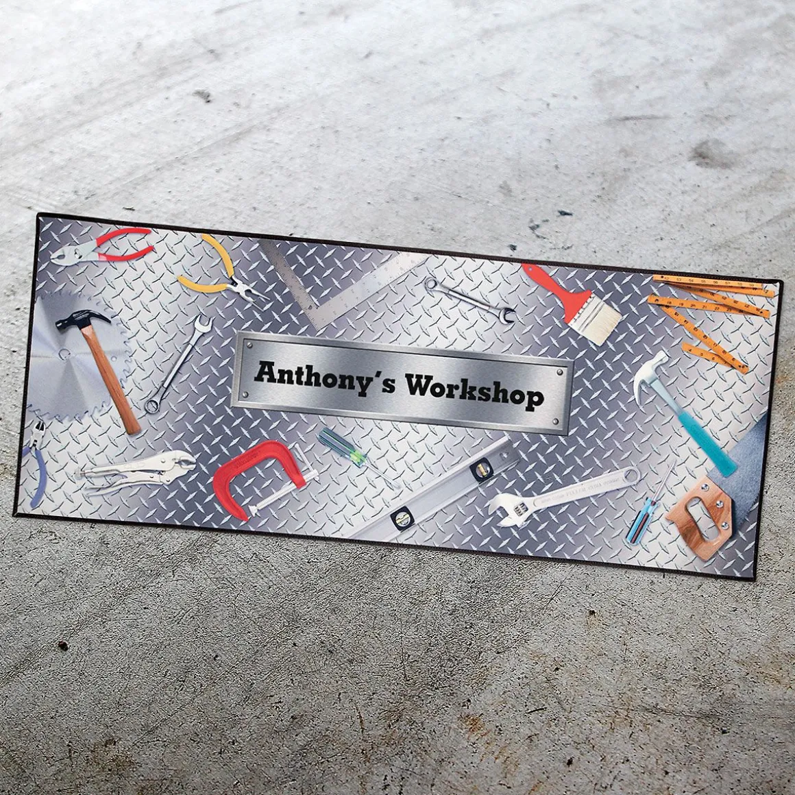 Tools Garage Double-Width Personalized Floormat