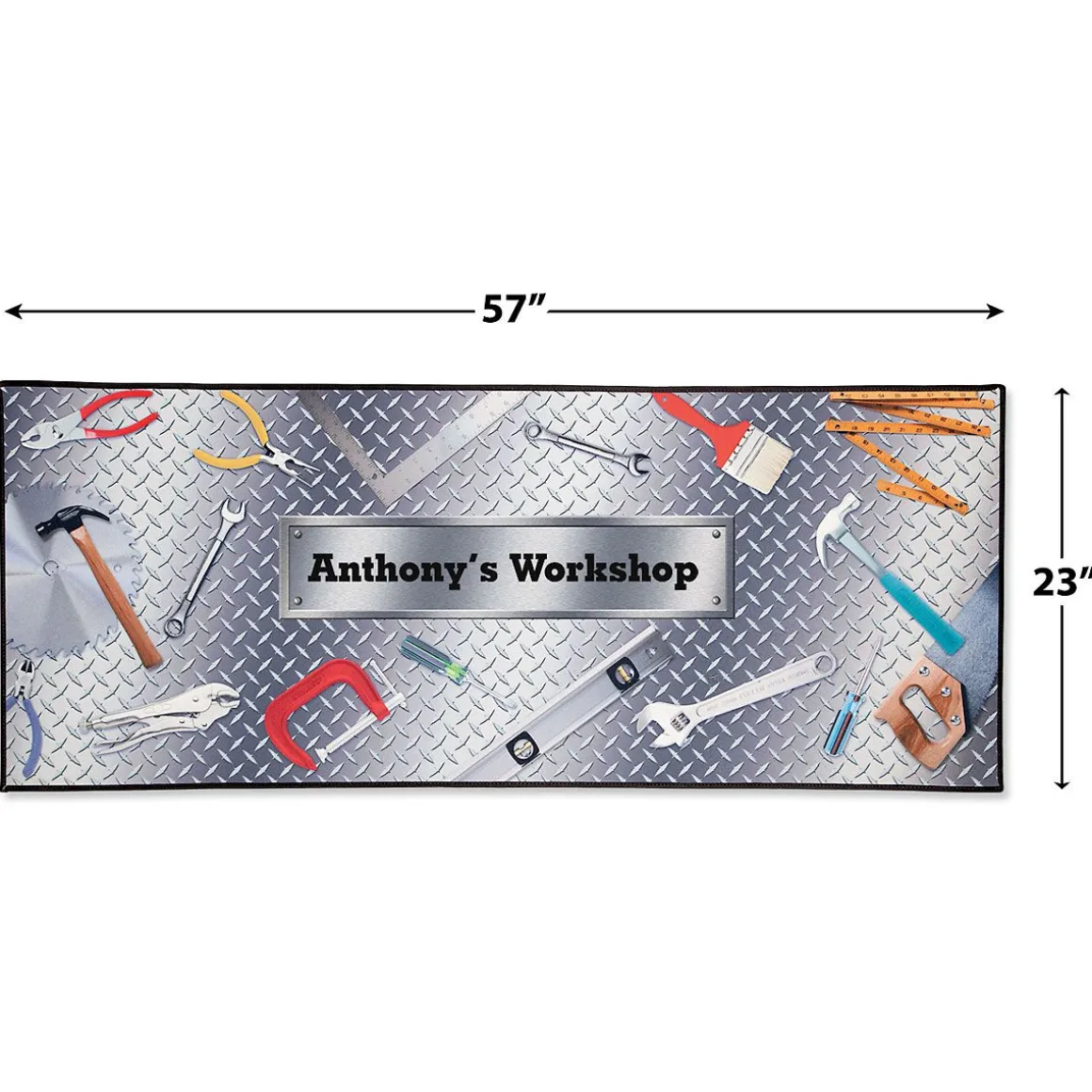 Tools Garage Double-Width Personalized Floormat