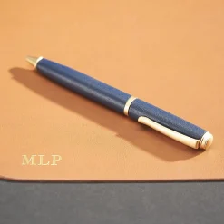 Traditional Leather Wrapped Blue Pen