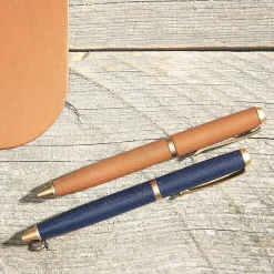 Traditional Leather Wrapped Blue Pen