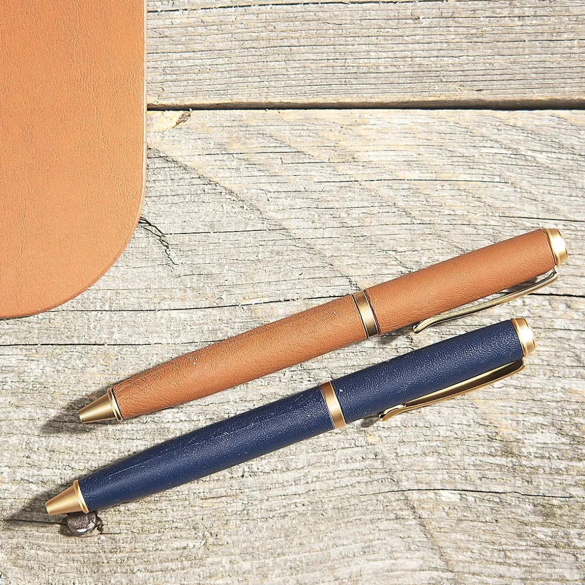 Traditional Leather Wrapped Blue Pen