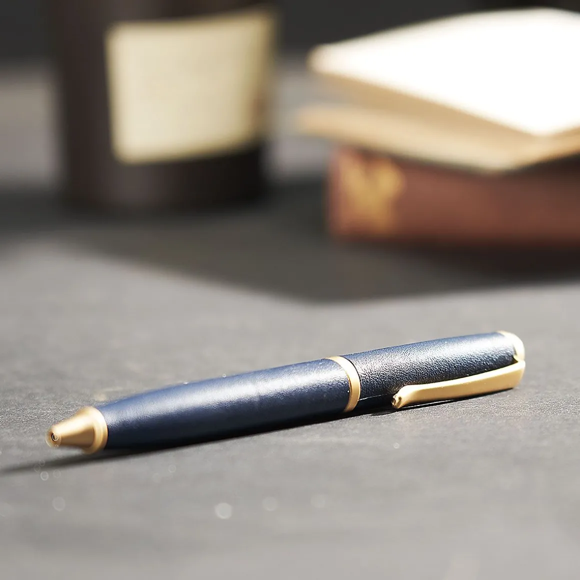 Traditional Leather Wrapped Blue Pen