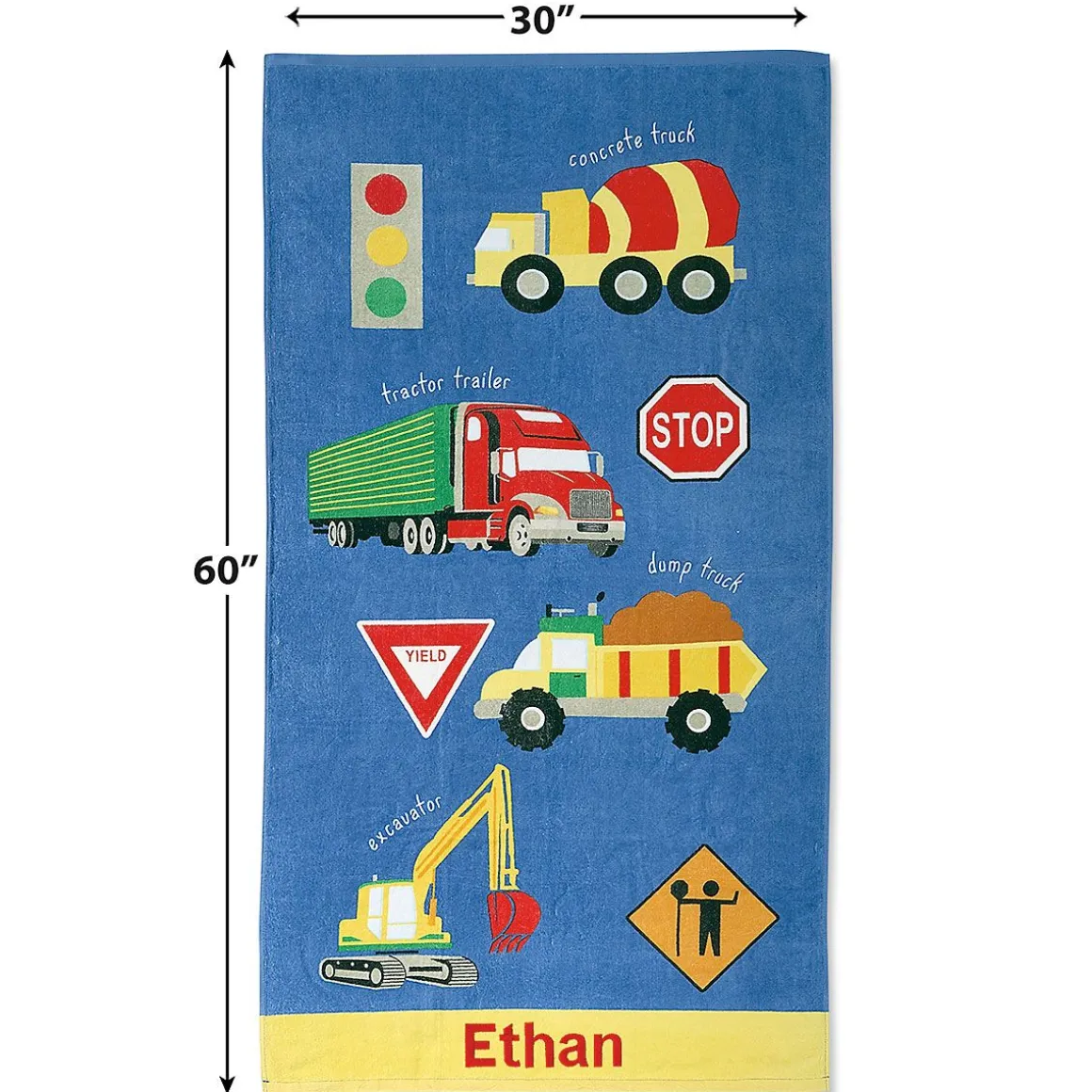 Trucks & Traffic Signs Personalized Towel
