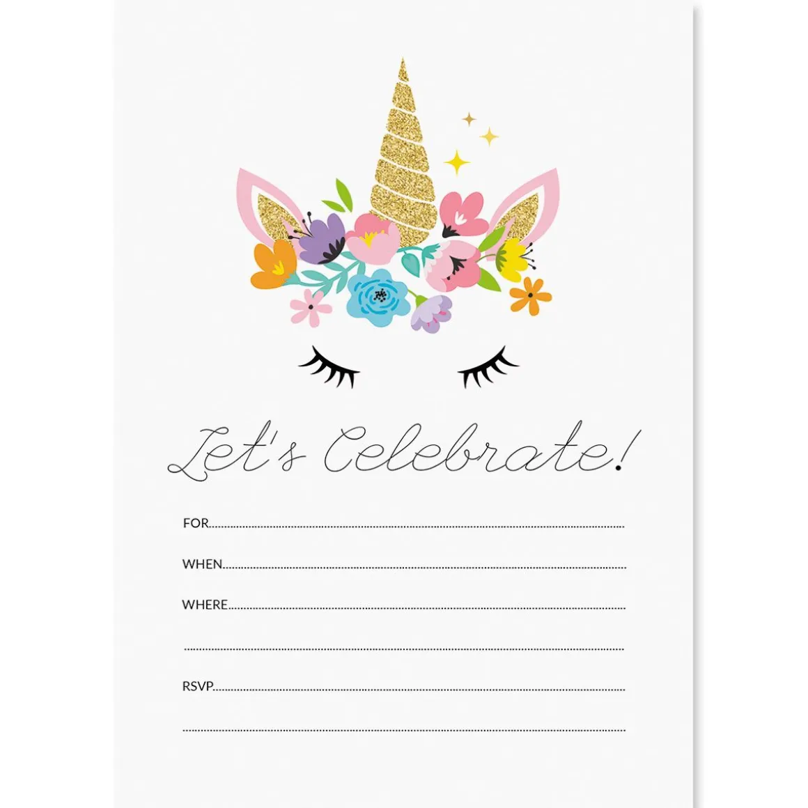 Unicorn Birthday Fill In The Blank Invitations