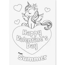 Unicorns Valentine Personalized Coloring Cards