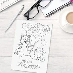 Unicorns Valentine Personalized Coloring Cards
