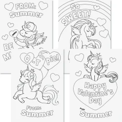 Unicorns Valentine Personalized Coloring Cards
