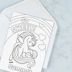 Unicorns Valentine Personalized Coloring Cards
