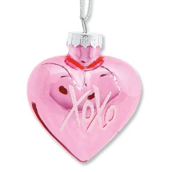 Valentines Glass Heart Glitter Word Ornaments