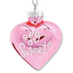 Valentines Glass Heart Glitter Word Ornaments