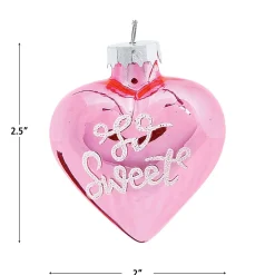 Valentines Glass Heart Glitter Word Ornaments