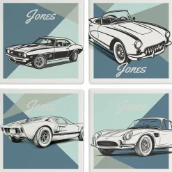 Vintage Cars Personalized Ceramic Coasters