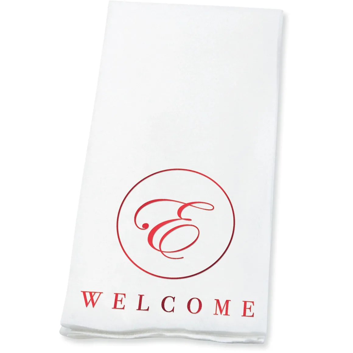 Welcome Circle Initial Foil Stamped Disposable Hand Towels