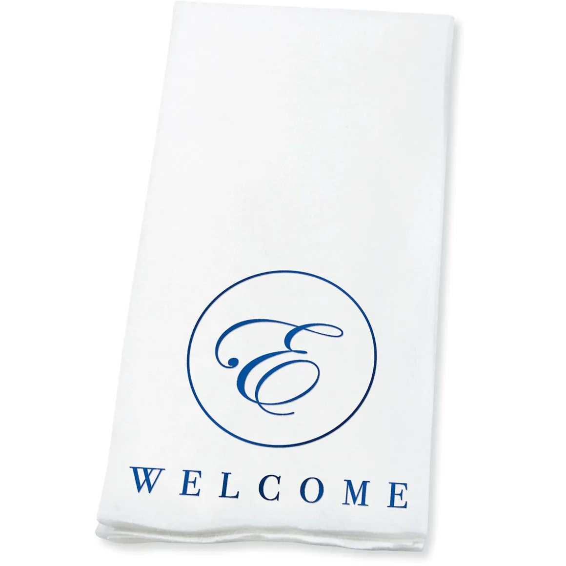 Welcome Circle Initial Foil Stamped Disposable Hand Towels