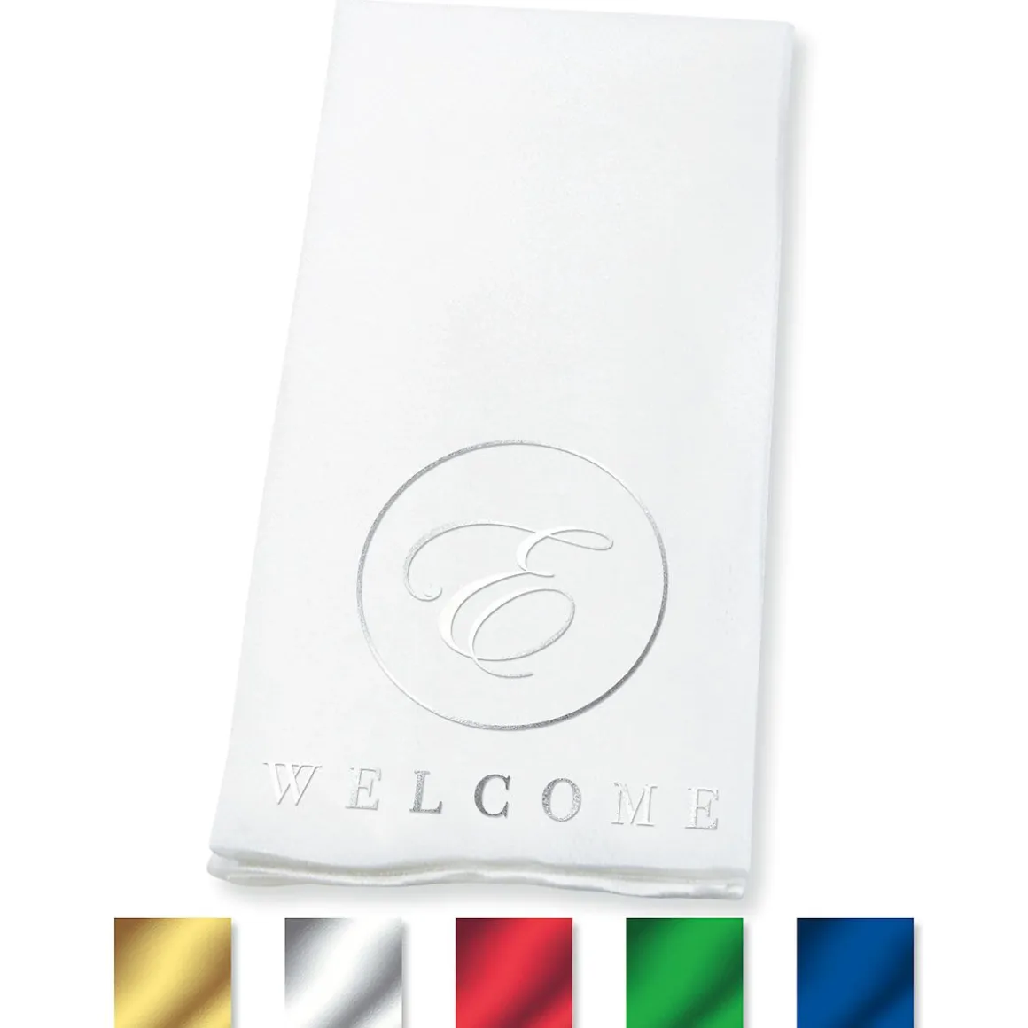 Welcome Circle Initial Foil Stamped Disposable Hand Towels