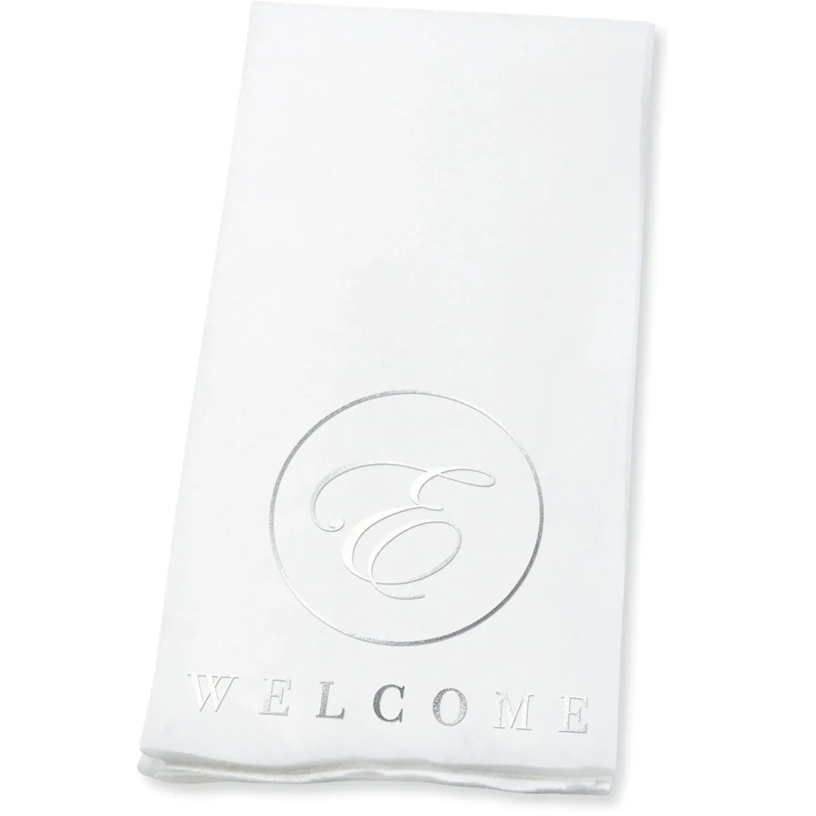 Welcome Circle Initial Foil Stamped Disposable Hand Towels