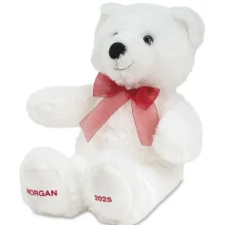 White Bear with Bow Personalized Plush