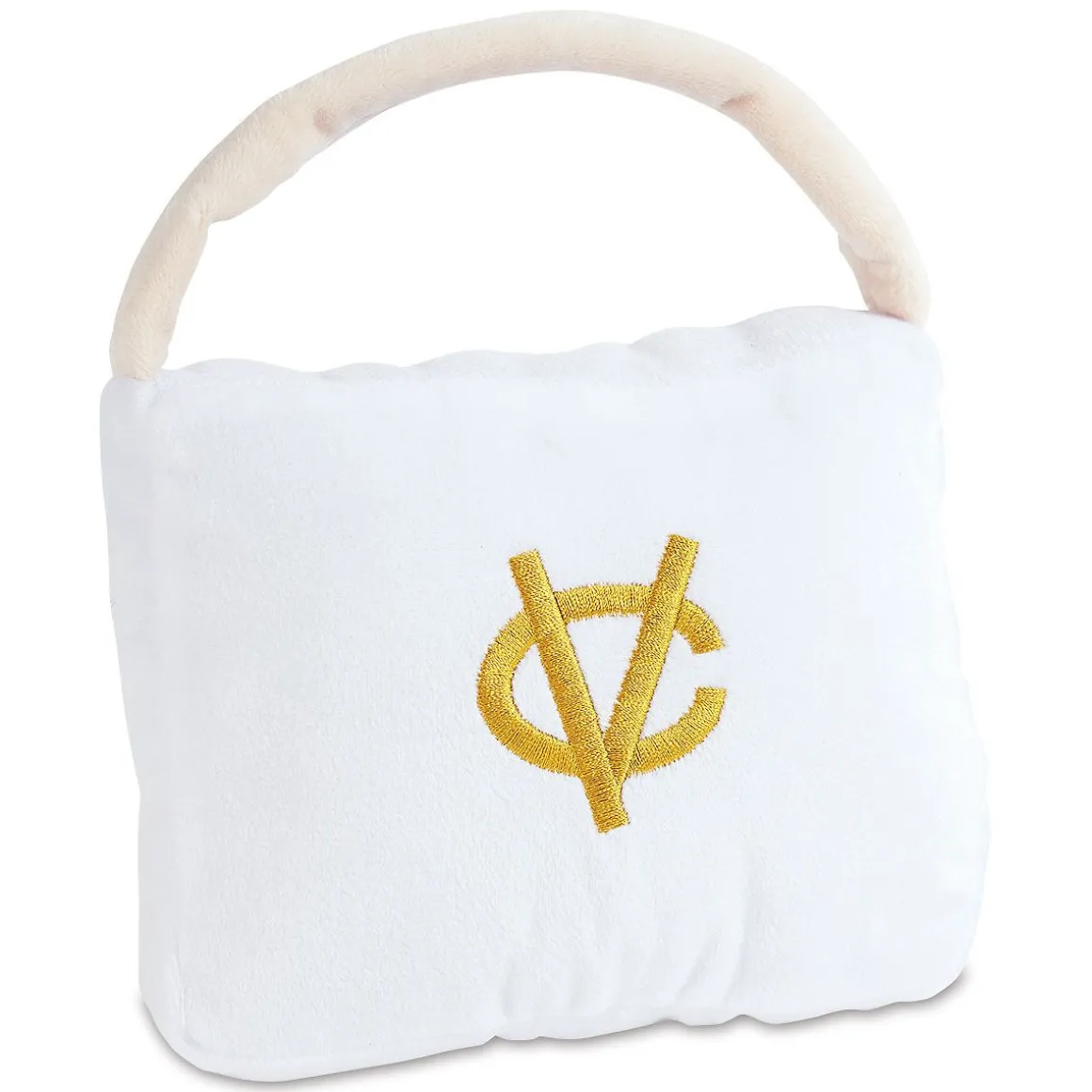 White Chewy Vuiton Handbag Pet Toy