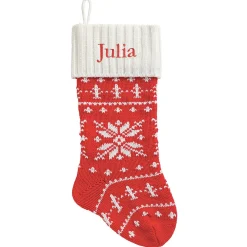 White Cuff Snowflake Personalized Christmas Stocking