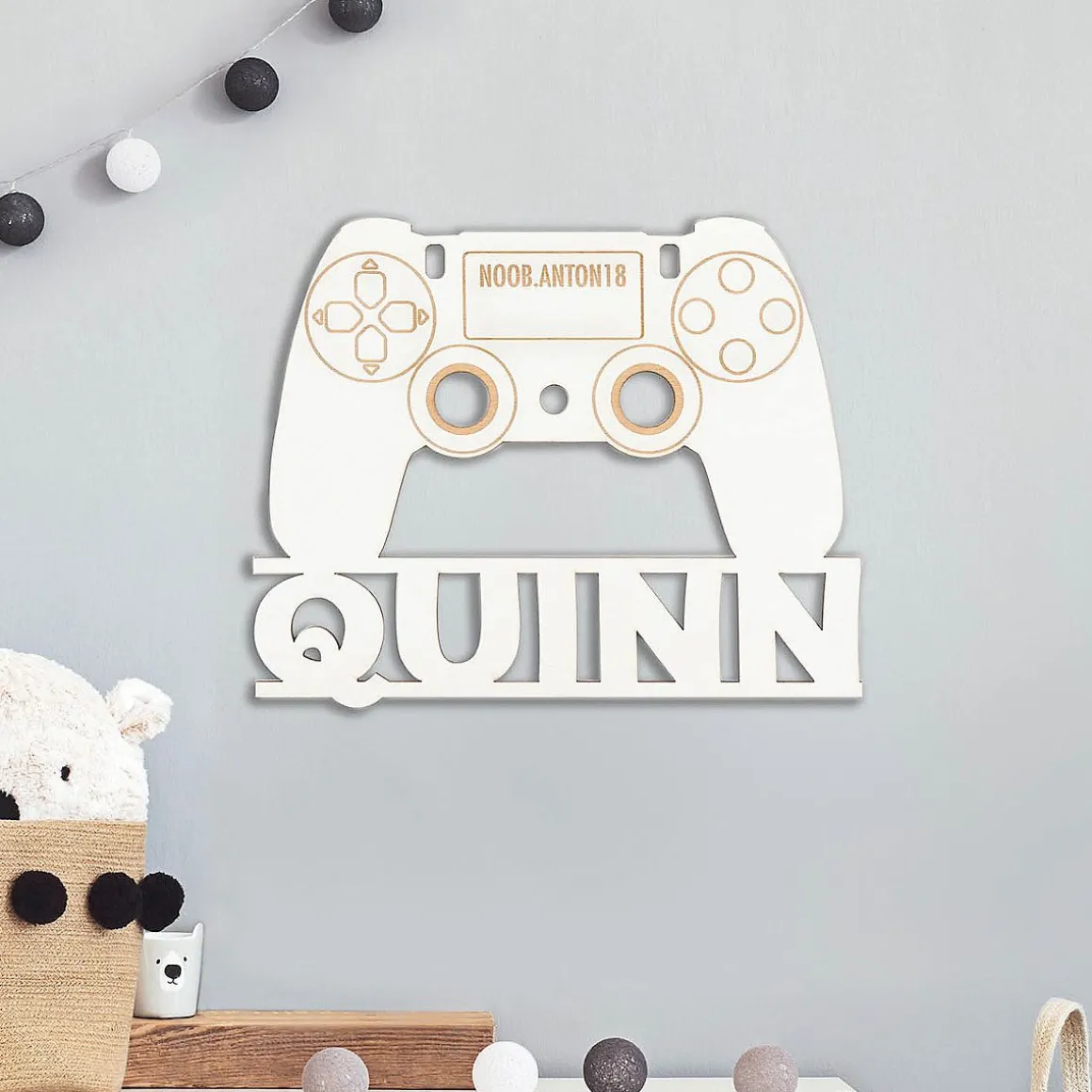 White Gaming Controller Personalized Wood Plaque