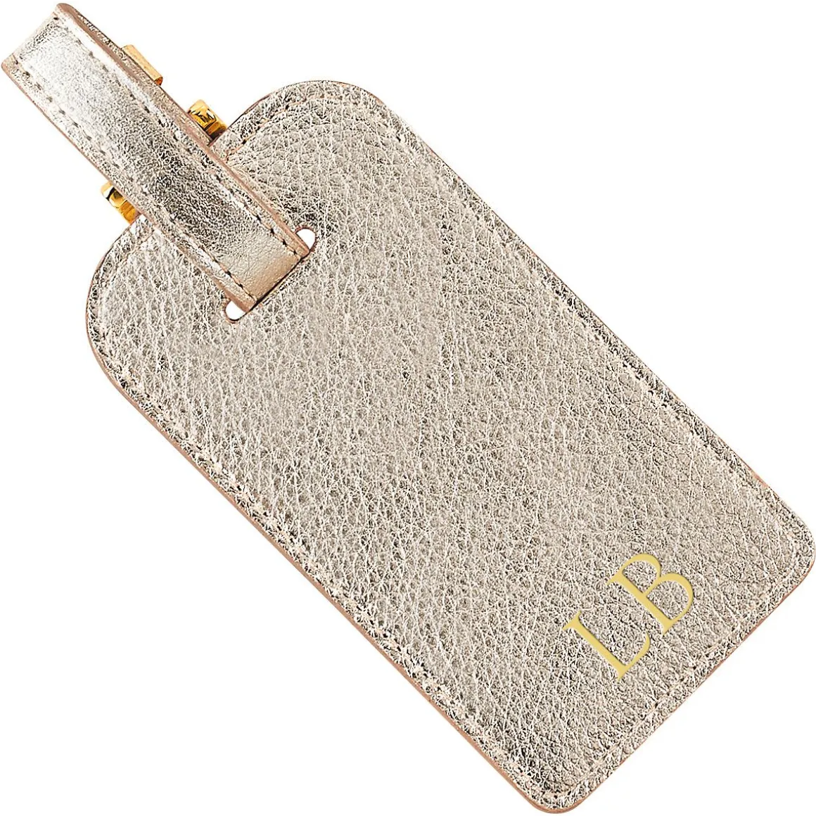 White Gold Leather Personalized Luggage Tag