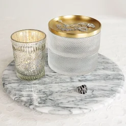 White Marble Monogrammed Lazy Susan