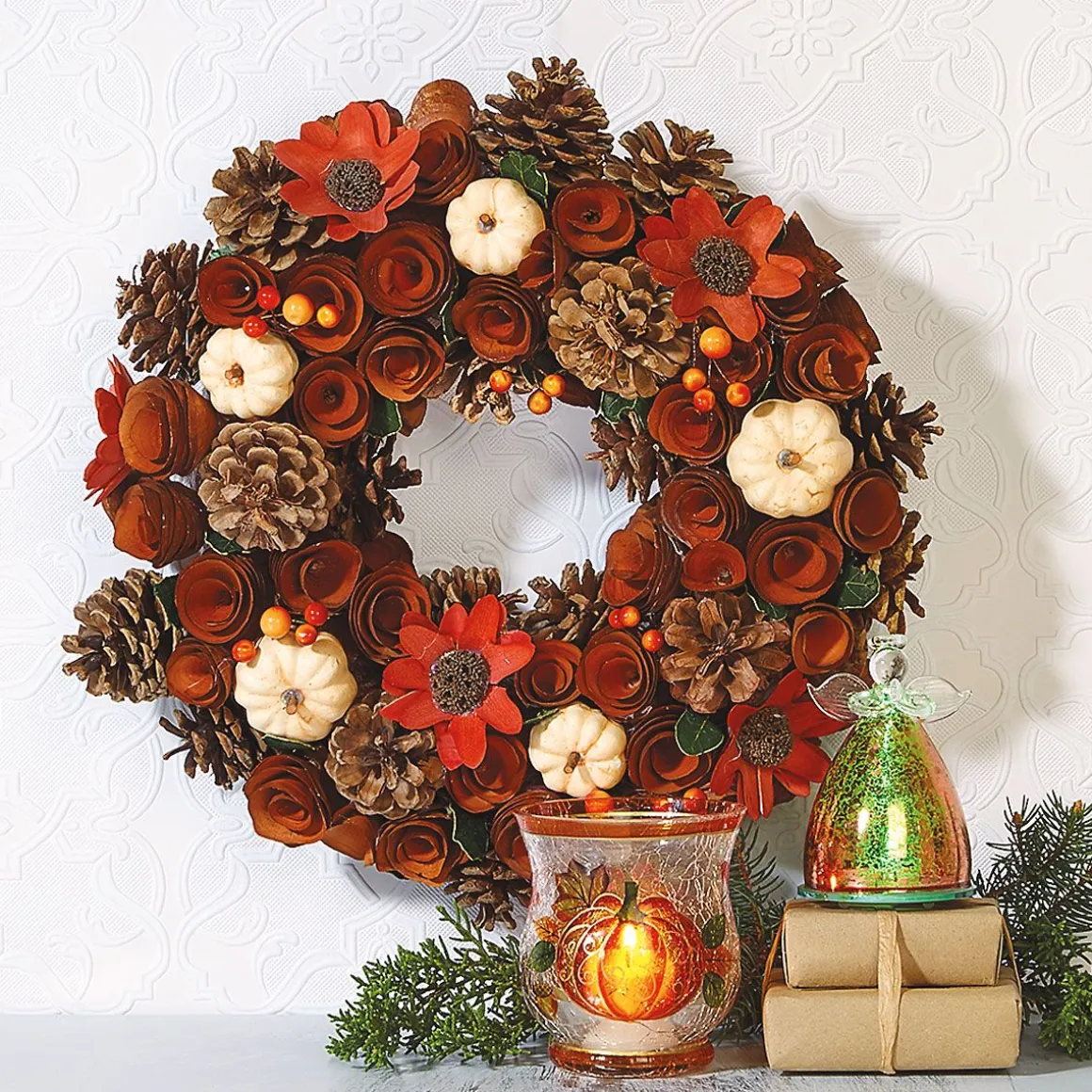 Wood Curl Autumn Wreath