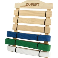 Wooden Personalized Martial Arts Belt Rack