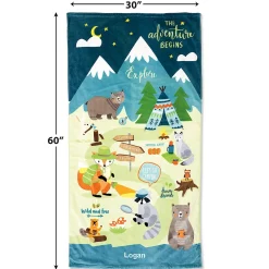 Woodland Animals Personalized Towel