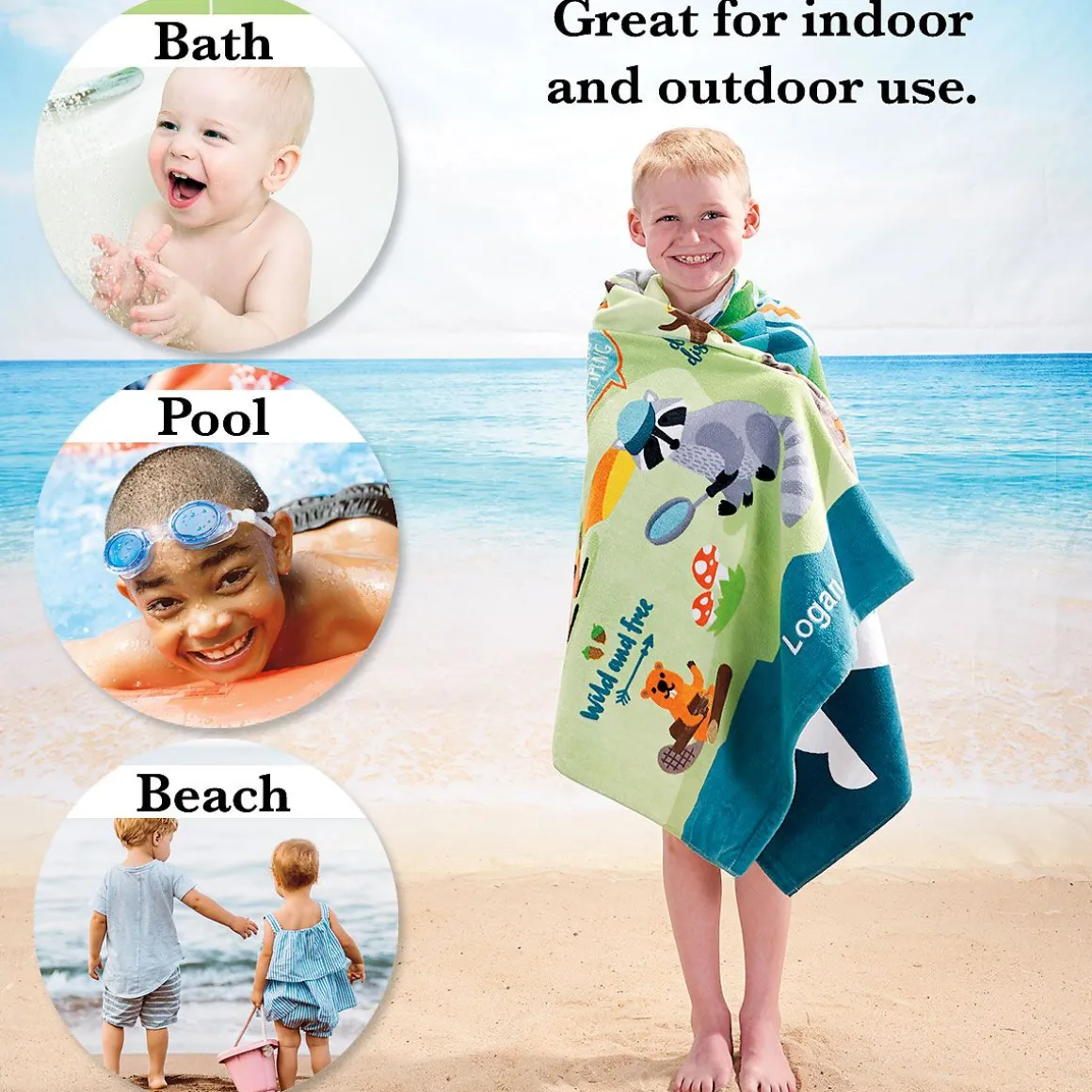 Woodland Animals Personalized Towel