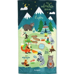 Woodland Animals Personalized Towel
