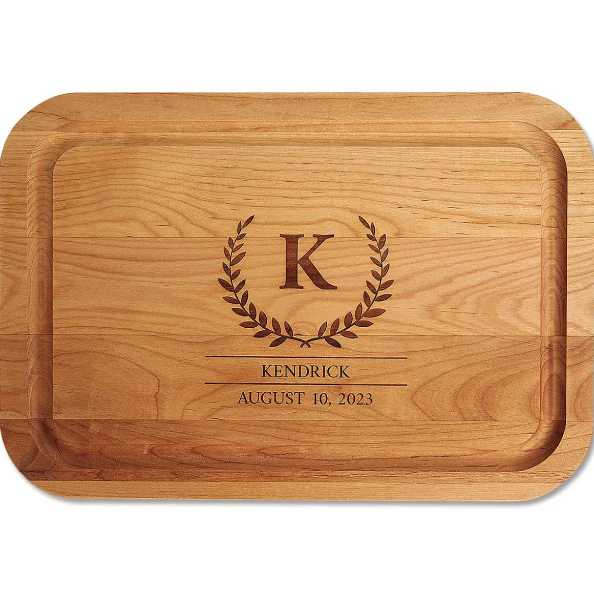 Wreath Established Alder Wood Personalized Cutting Board