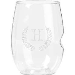 Wreath Govino Acrylic Monogrammed Wine Glass