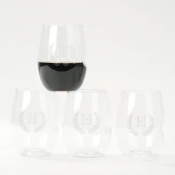 Wreath Govino Acrylic Monogrammed Wine Glass
