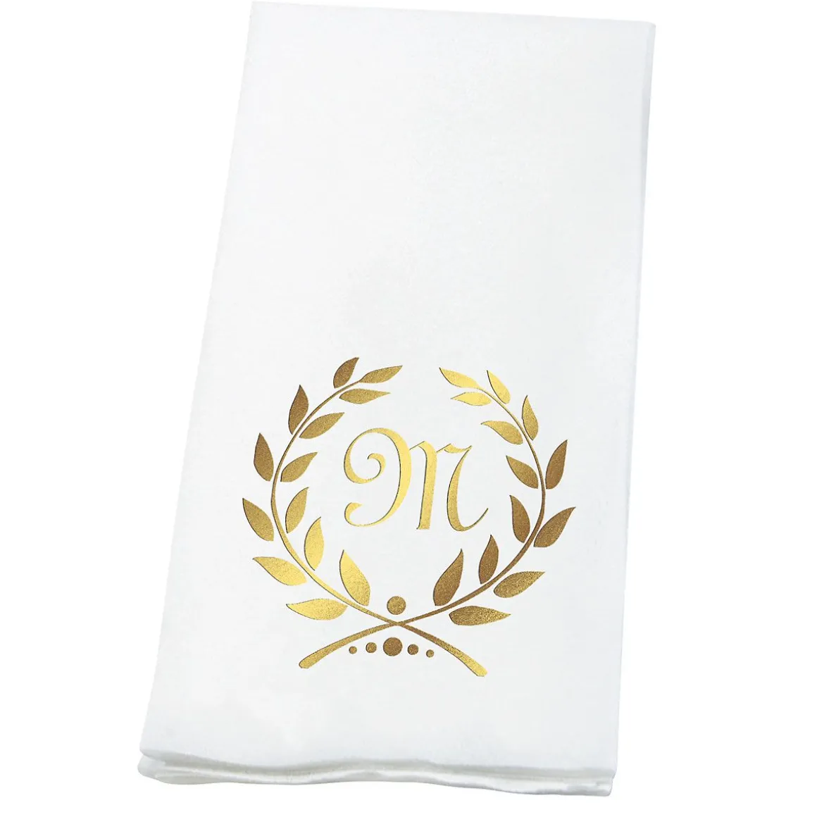 Wreath Initial Foil Stamped Disposable Hand Towels