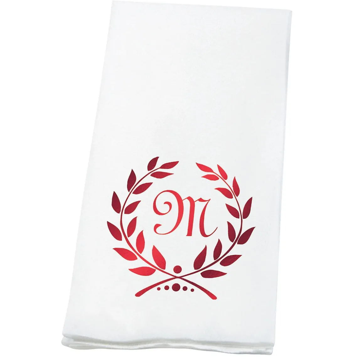 Wreath Initial Foil Stamped Disposable Hand Towels