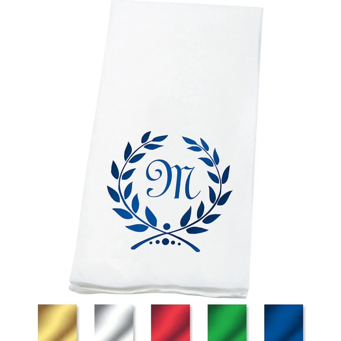 Wreath Initial Foil Stamped Disposable Hand Towels