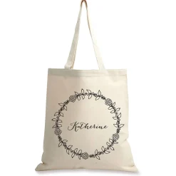 Wreath Name Personalized Canvas Tote