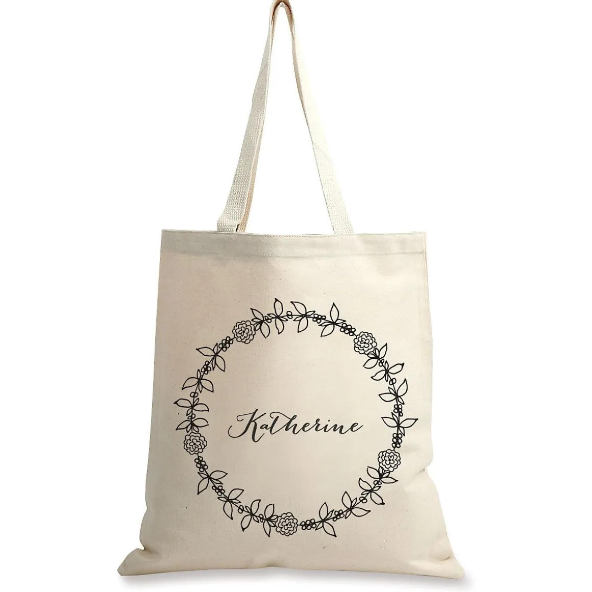 Wreath Name Personalized Canvas Tote