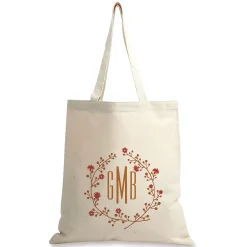 Wreath with Monogram Canvas Tote Bag